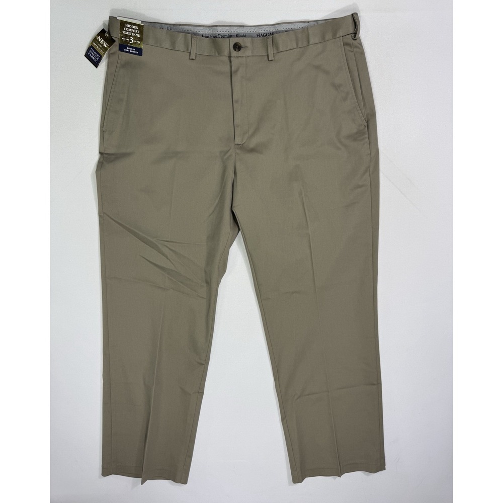 Haggar Iron Free Premium Khaki Pant Men's 42x30 Classic Fit NWT Stretch Twill